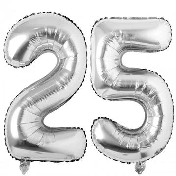 25-jarig jubileum set met buttons en folie ballonnen, Verzenden, Nieuw, Versiering, Geboorte of Huwelijk