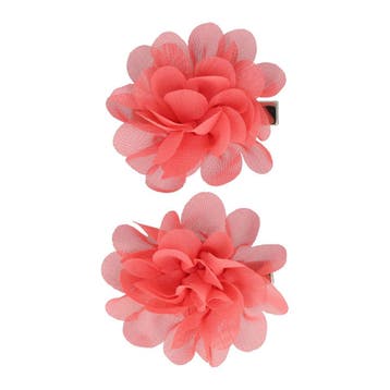 Haarspeld Duckklem 5cm - Haarbloem - Koraalroze - Set van 2, Nieuw