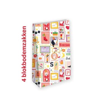 4x Blokbodem zak Pietenfeest Sinterklaas Maat L, Ophalen of Verzenden, Nieuw, Cadeauzakje