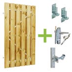 Tuinpoort Grenen 100x195cm met IJzeren Frame en Inbouwslot, Verzenden, Nieuw, Hout