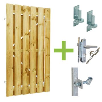 Tuinpoort Grenen 100x195cm met IJzeren Frame en Inbouwslot, Verzenden, Nieuw, Hout