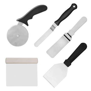 GGM Gastro | Patisserieset - RVS - 5-delig - 1 pizzasnijder,, Verzenden, Nieuw, Overige typen