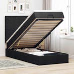 vidaXL Bed poef met matras en LEDs 80x200 cm stof zwart, Eenpersoons, Verzenden, Zwart, Nieuw