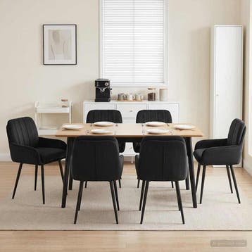 vidaXL Eettafelstoelen 6 st fluweel Zwart 59 x 59,5 x 90 cm, Verzenden, Nieuw, Zwart