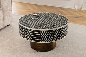 Ronde salontafel met beeninleg HARMONY NATURE 60 cm zwart, Ophalen of Verzenden, Nieuw