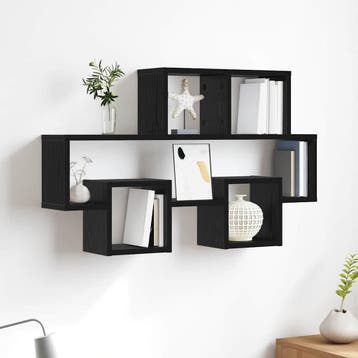 vidaXL Wandplank met plank Zwart eiken 82 x 15 x 51 cm, Verzenden, Nieuw