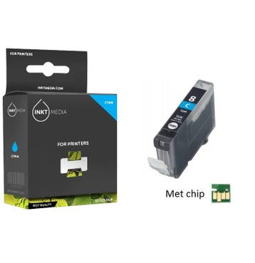 Geschikt Canon CLI-8C inktcartridge Cyaan MET CHIP, Nieuw, Cartridge, Inktmedia