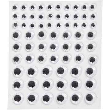 Wiebelogen, zelfklevend, d 8+12+14 mm, wit, 69 stuk, 1 vel, Nieuw