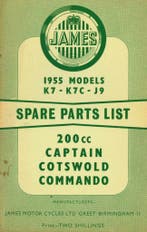 1955 James Spare Parts List - Captain - Commando - Cotswold, Motoren, Handleidingen en Instructieboekjes, Verzenden, Overige merken