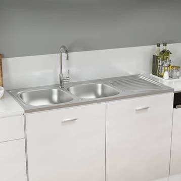 vidaXL Gootsteen dubbele bakken 1200x500x155 mm roestvrij, Verzenden, Nieuw