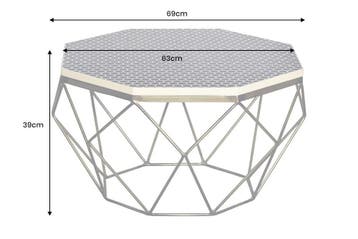 Beeninleg Salontafel DIAMOND 70cm Zwart Wit Messing, Huis en Inrichting, Tafels | Salontafels, Ophalen of Verzenden, Nieuw