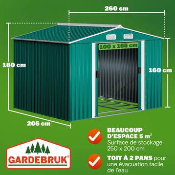 Tuinhuis Groen Metaal 260x205x180cm (Schuurtjes-Rekken), Tuin en Terras, Verzenden, Nieuw