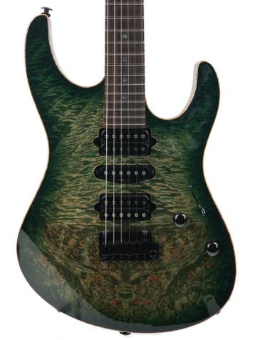 Suhr Modern Custom Waterfall Burl Maple Faded Trans Green..., Muziek en Instrumenten, Ophalen of Verzenden, Zo goed als nieuw
