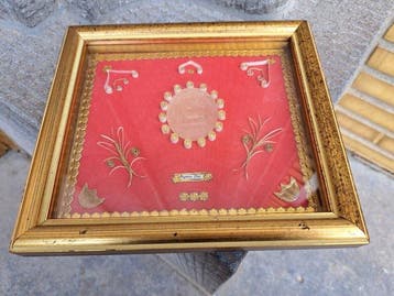 Gothisch Reliekhouder - Hout - Was - Fluweel - Papier - Glas