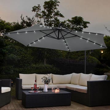 Parasol Brazil - 3,5 m - Incl. LED - Donkergrijs, Verzenden, Nieuw
