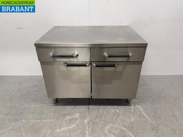 RVS Werkkast Kast 2 klapdeuren en 2 laden 105 cm Horeca, Ophalen of Verzenden, Gebruikt