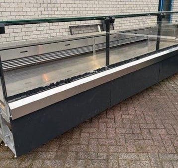 Koeltoonbank met plaatkoeling – B375 x D125 x H127 cm –, Gebruikt
