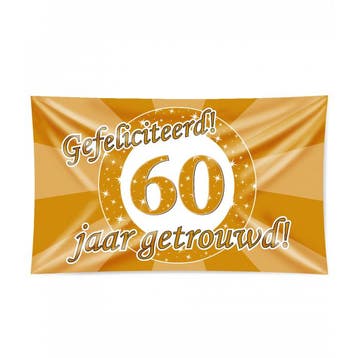 Gevelvlag 60 Jaar Getrouwd Goud (150x90cm), Ophalen of Verzenden, Nieuw