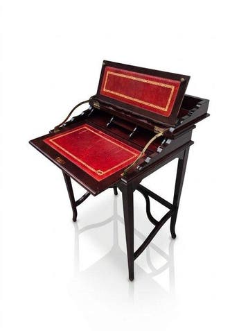 Schrijftafel - Hout, Verguld messing