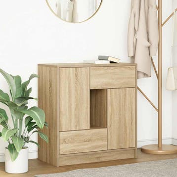 vidaXL Dressoir met lades deuren 70,5x34x74,5 cm sonoma, Verzenden, Nieuw, Overige houtsoorten