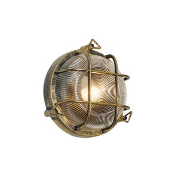 Buiten wand- en plafondlamp antiek goud rond IP44 - Noutica, Tuin en Terras, Verzenden, Nieuw, Aluminium