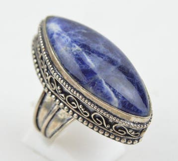 Krachtige 925 zilver grote blauwe sodaliet cabochon - Ring