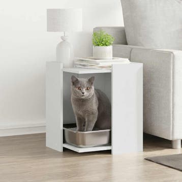 vidaXL Kattenbakkast 42x42x51 cm bewerkt hout wit, Verzenden, Nieuw