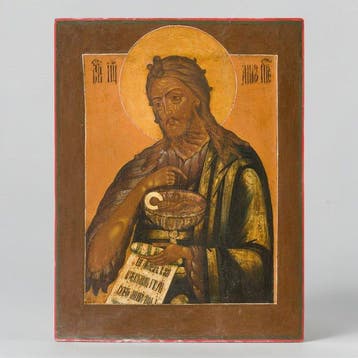 Icoon - Icoon in groot formaat met de Heilige Johannes de, Antiek en Kunst