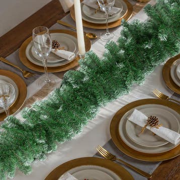 Kerstslinger natuurgetrouw met witte punten 2,7 m - groen, Diversen, Verzenden, Nieuw
