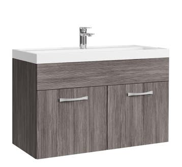 Badkamermeubel Set Paso 01 80 x 40 cm Grijs Eiken Badmeubel, Verzenden, Nieuw, Wastafelkast