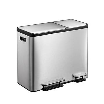 Duo pedaalemmer - EKO - EcoCasa (30+15 liter, Mat RVS), Huis en Inrichting, Verzenden, Nieuw