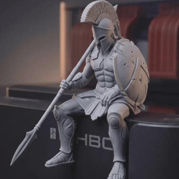 Spartaanse Krijger Zittende Figuur - 3D Geprint Decoratiebee, Verzenden, Nieuw