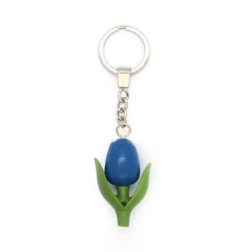 Houten Mini-tulp sleutelhanger van 4,5 cm Blauw, Ophalen of Verzenden, Nieuw