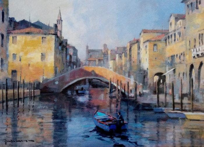 Walter Marchese (1958) - Canal Vena Chioggia, Antiek en Kunst, Kunst | Schilderijen | Modern