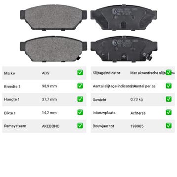 Remblokken Mitsubishi Carisma 1.8 MSX - 16V Achteras - ABS R, Verzenden, Nieuw, Mitsubishi