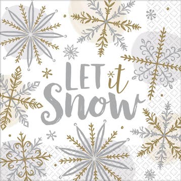 Kerst Servetten Let It Snow (16st), Ophalen of Verzenden, Nieuw