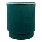 poef fluweel goud petrol 38x38x45cm, Verzenden, Nieuw