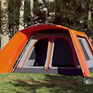 vidaXL Tent met luifel 9-persoons snelontgrendeling grijs en, Verzenden, Nieuw, Tot en met 2