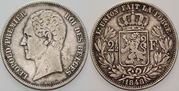 2 1/2 Franc 1848 Belgie-koenigreich Leopold I 1831-1865, Verzenden