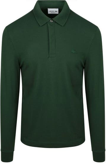 Lacoste Longsleeve Poloshirt Piqué Donkergroen maat M Heren, Kleding | Heren, Verzenden, Nieuw, Maat 48/50 (M), Lacoste