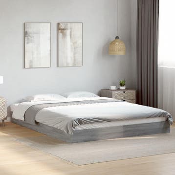 vidaXL Bedframe zonder matras 160x200 cm spaanplaat grijs, Verzenden, 200 cm, Grijs, 160 cm