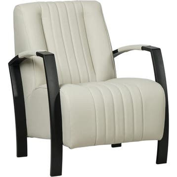 Witte leren fauteuil, Ophalen of Verzenden, Nieuw, Leer