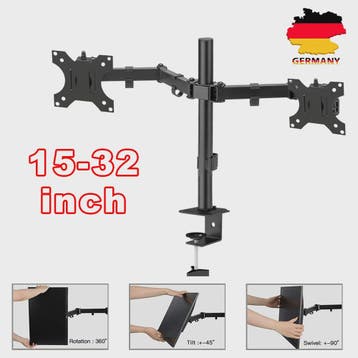 Dubbele Monitor Arm Stand met Gasveer - Verstelbaar voor 15-, Computers en Software, Verzenden, Nieuw