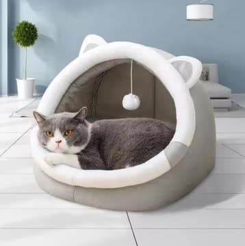 Kattennest met Kattenoren – Zacht Semi-Gesloten Huisdierbed, Verzenden, Nieuw