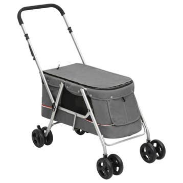 vidaXL Hondenwagen inklapbaar 100x49x96 cm linnenstof grijs, Verzenden, Nieuw