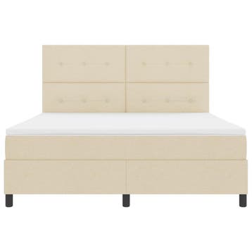 vidaXL Boxspring bed met LED-stripverlichting Crème 180 x, Verzenden, Nieuw, Crème, Stof