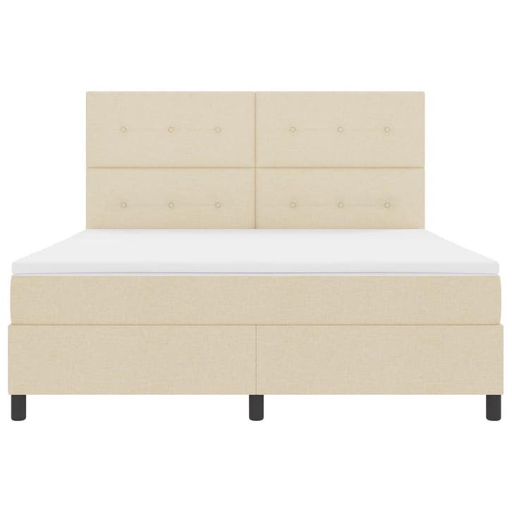 vidaXL Boxspring bed met LED-stripverlichting Crème 180 x, Huis en Inrichting, Slaapkamer | Bedden, Crème, Nieuw, Stof, Verzenden