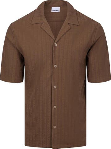 Supply & Co Short Sleeve Overhemd Stretch Bruin maat S Heren, Verzenden, Nieuw, Bruin, Supply & Co
