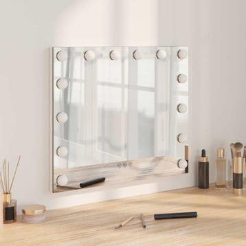 vidaXL LED Make-up Spiegel Wit 50 x 10 x 44 cm Glas en Staal, Verzenden, Nieuw, Wit