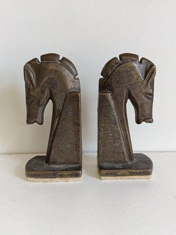 Boekensteunen (2) - Brons - Bronzen boekensteun